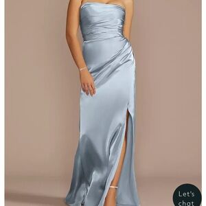 Elegant Dusty Blue Strapless Evening Gown